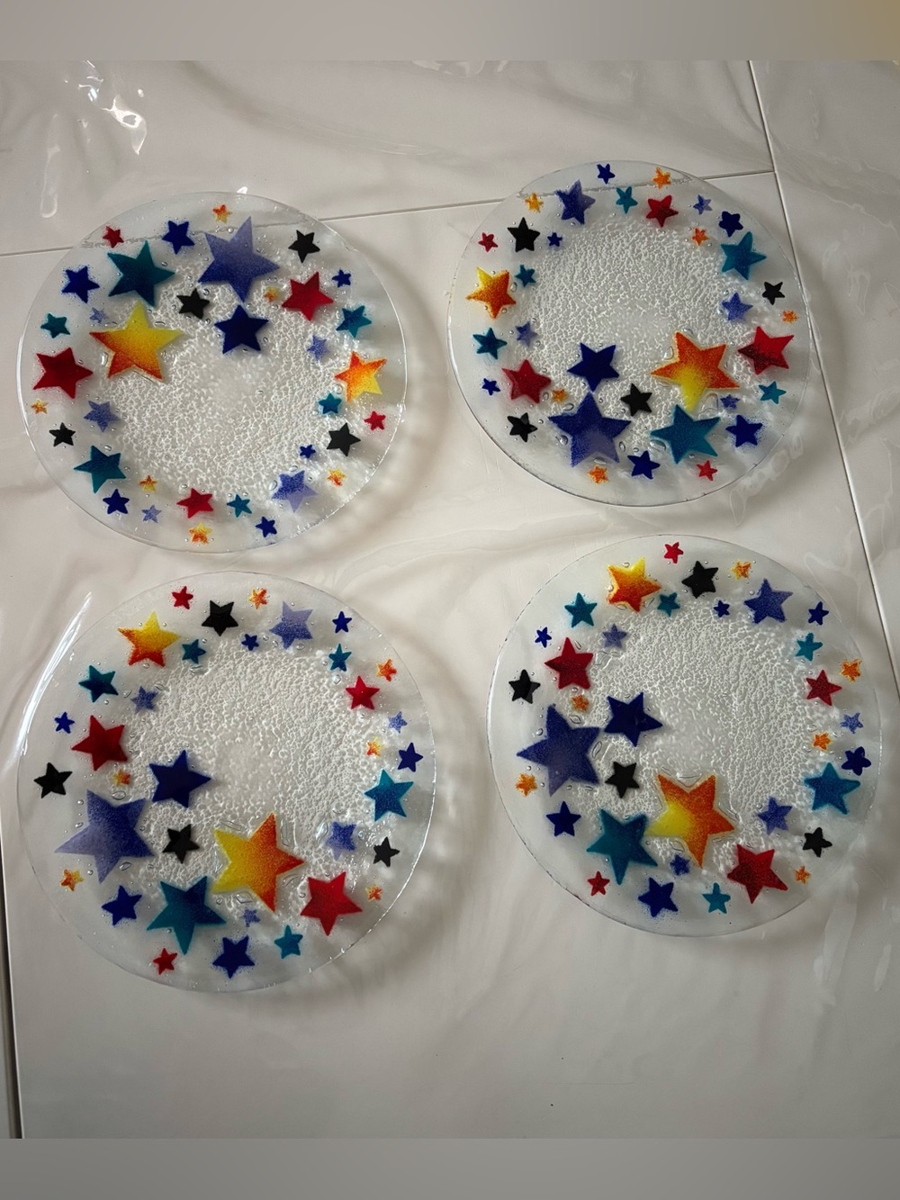 Peggy Karr Fused Glass Plate Set of 4